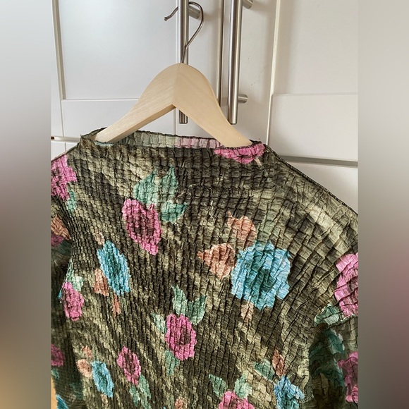 Vintage Sassia Paris Floral Crinkle Blouse - Picture 2 of 5